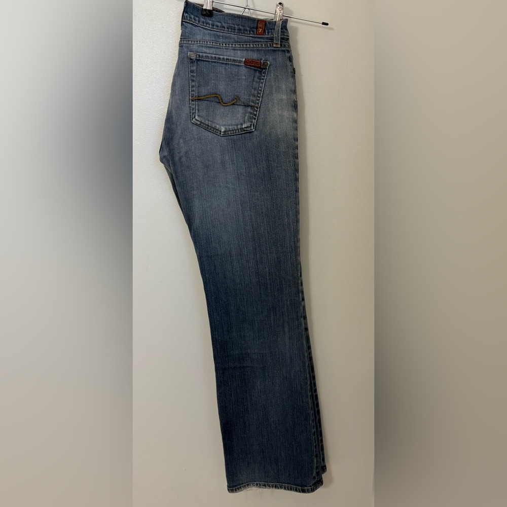 7 For All Mankind Bootcut Distressed Classic Blue Jeans Size:34 Designer - Picture 3 of 8